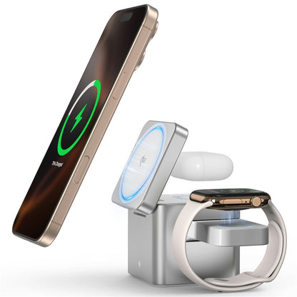 M35 Qi2 3 in 1 Wireless Charging Station Magnetic Aluminum Alloy Charger for Iphone / Apple Watch / Airpods