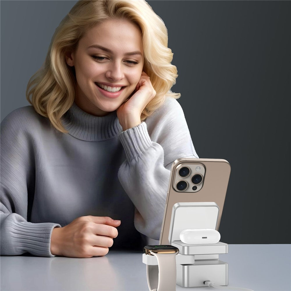 M35 Qi2 3 in 1 Wireless Charging Station Magnetic Aluminum Alloy Charger for Iphone / Apple Watch / Airpods