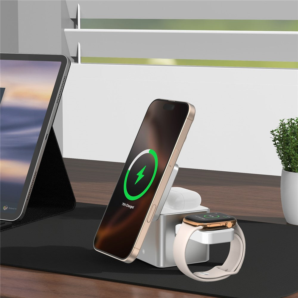 M35 Qi2 3 in 1 Wireless Charging Station Magnetic Aluminum Alloy Charger for Iphone / Apple Watch / Airpods