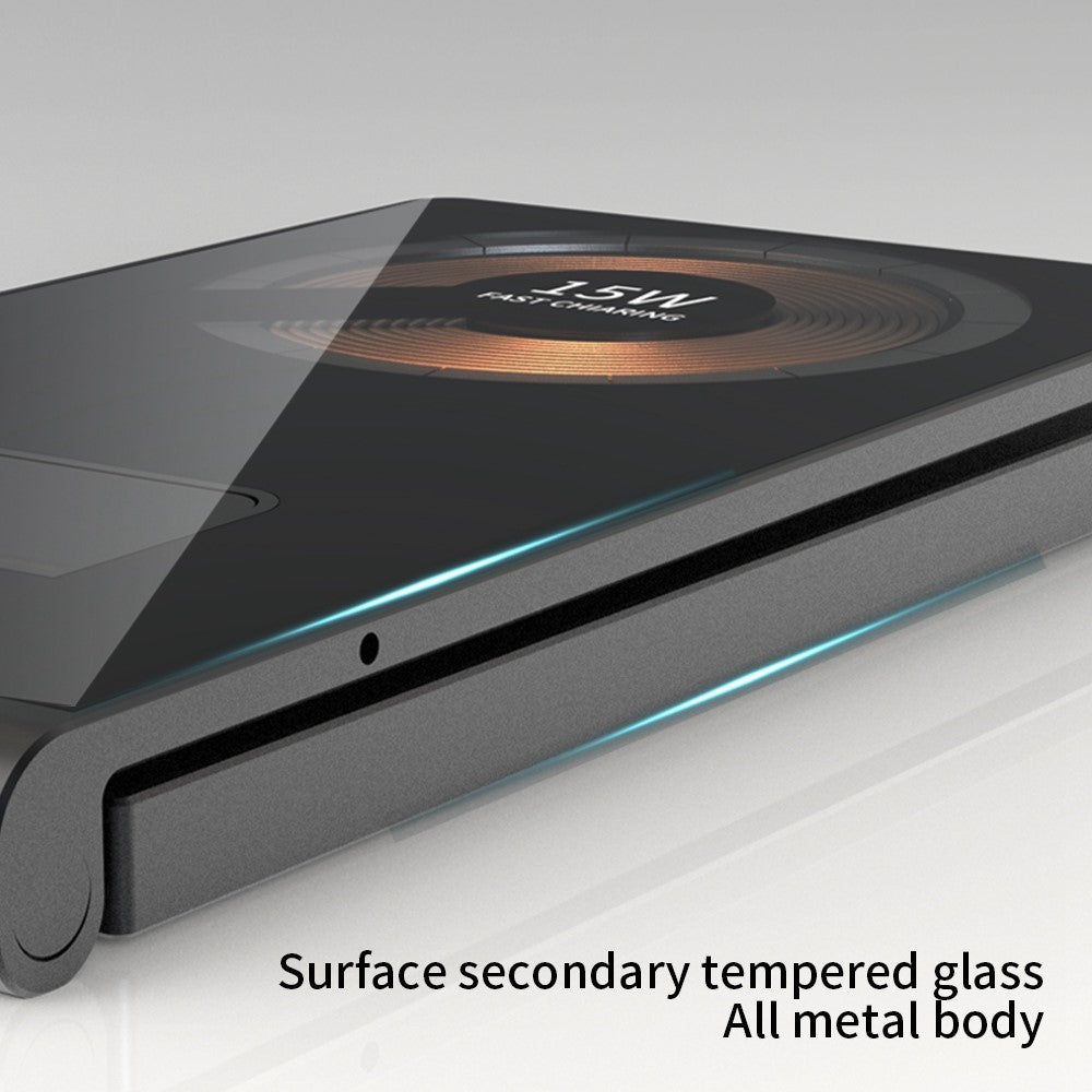 T05 Foldable 15W Magnetic Wireless Charger Transparent Charging Station for iPhone 13 / 12 / Apple Watch / AirPods Pro