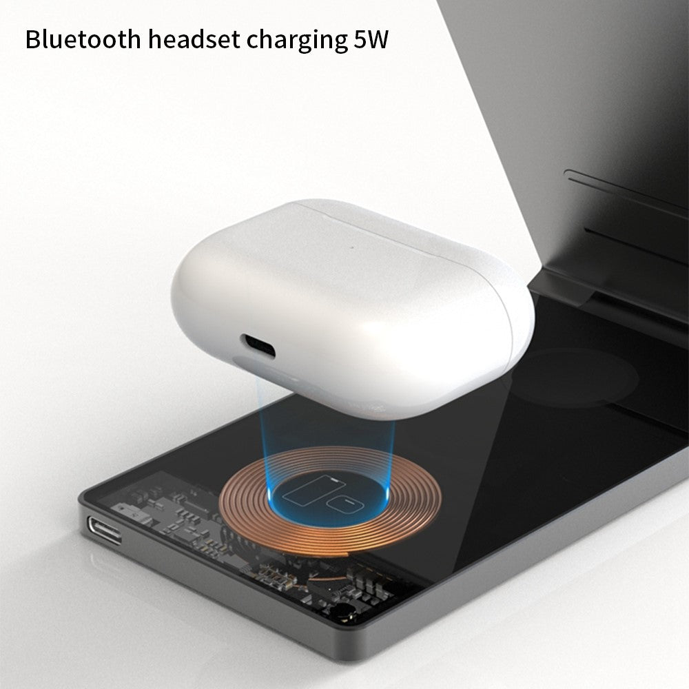T05 Foldable 15W Magnetic Wireless Charger Transparent Charging Station for iPhone 13 / 12 / Apple Watch / AirPods Pro