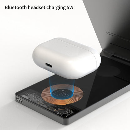 T05 Foldable 15W Magnetic Wireless Charger Transparent Charging Station for iPhone 13 / 12 / Apple Watch / AirPods Pro