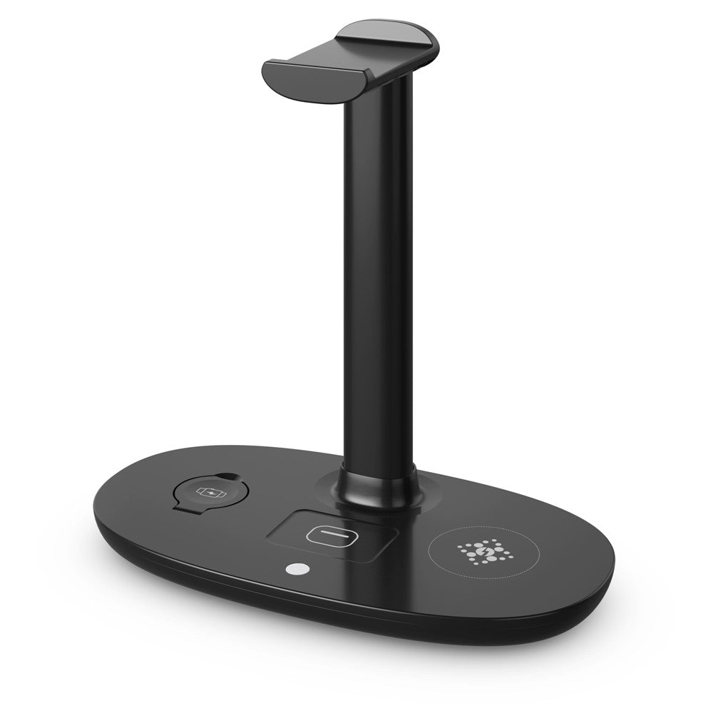B-15A 4 in 1 Multi-function Charging Dock with Headset Stand Wireless Charging Station for iPhone iWatch AirPods