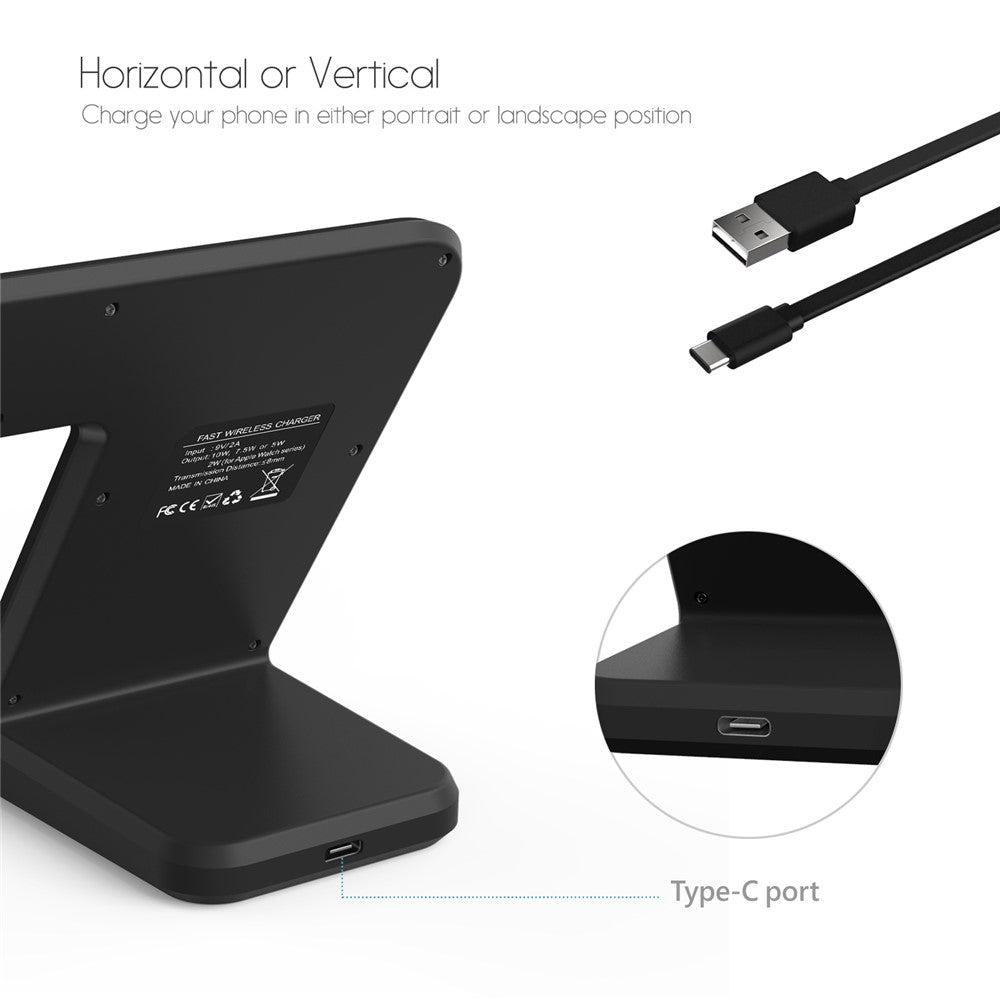 F11 Pro 3 in 1 Wireless Charger 15W Fast Charging Station for iPhone / Samsung / Apple Watch / TWS Earphones