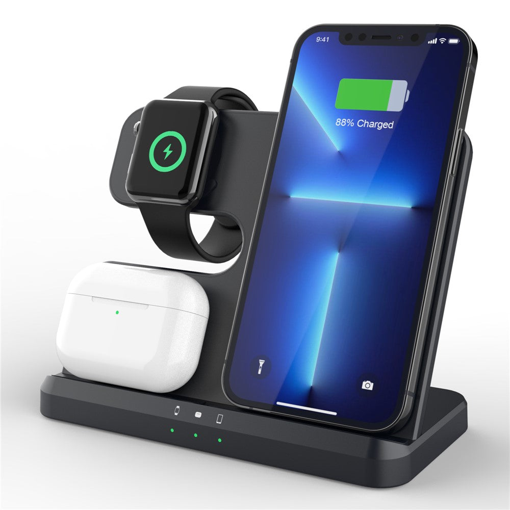 GY-Q10B 3 in 1 Fast Charger Pad Wireless Charging Station for Qi Standard Phone / Samsung Galaxy Watch / Earphone