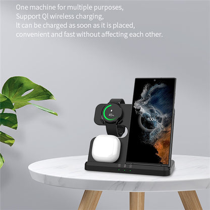 GY-Q10B 3 in 1 Fast Charger Pad Wireless Charging Station for Qi Standard Phone / Samsung Galaxy Watch / Earphone