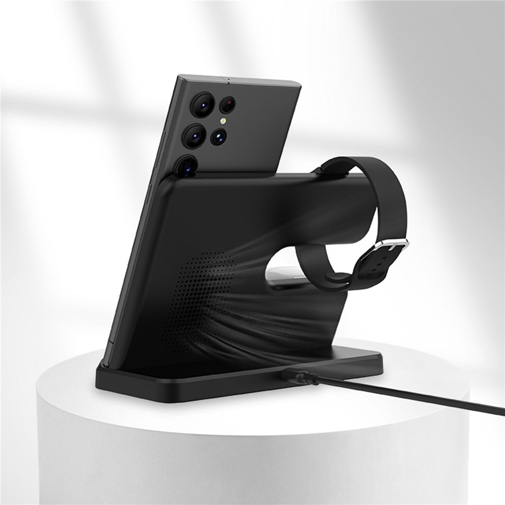 GY-Q10B 3 in 1 Fast Charger Pad Wireless Charging Station for Qi Standard Phone / Samsung Galaxy Watch / Earphone