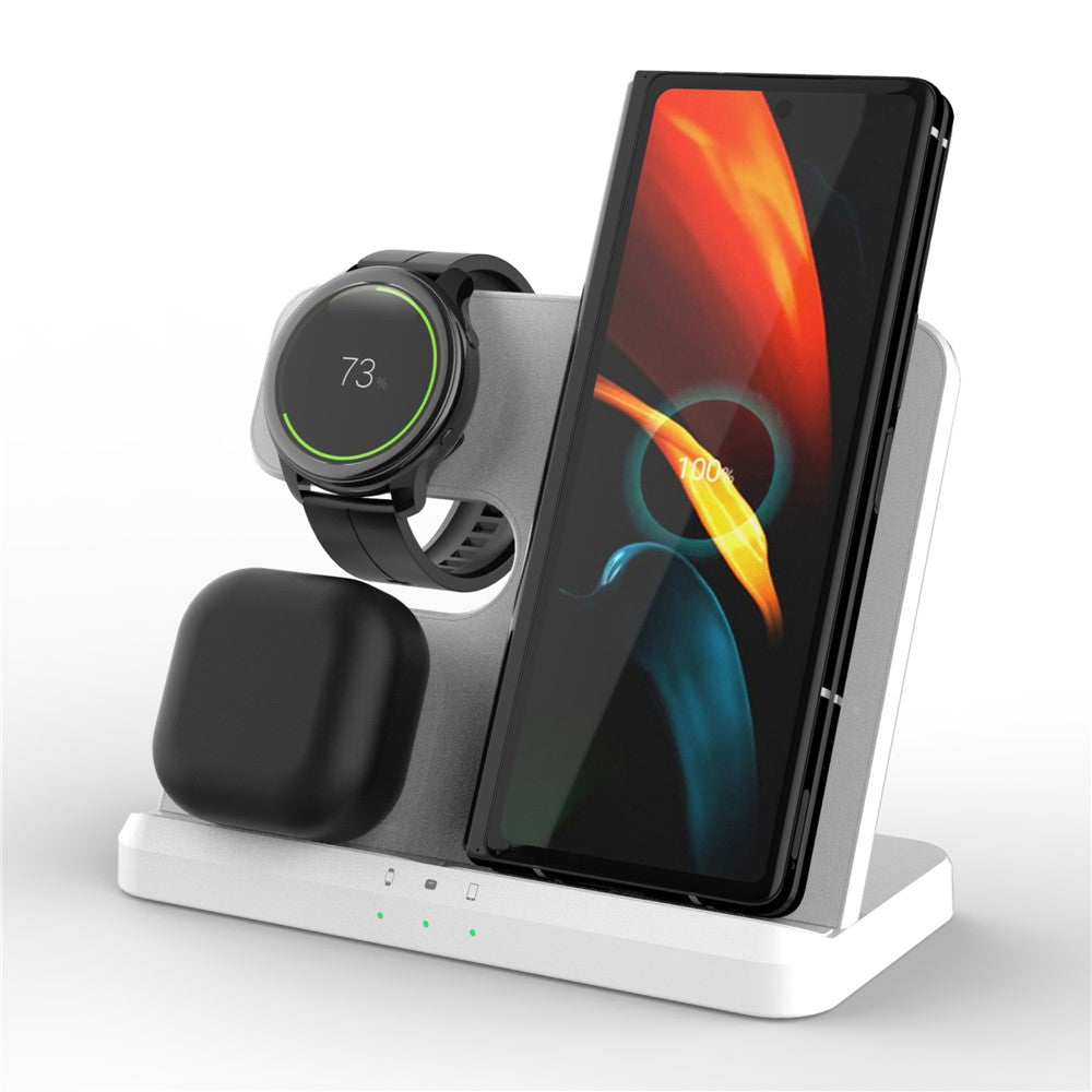 GY-Q10B 3 in 1 Fast Charger Pad Wireless Charging Station for Qi Standard Phone / Samsung Galaxy Watch / Earphone
