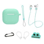 6 in 1 Headset Accessories for AirPods 4 Silicone Case + Carrying Strap + Earphone Holder + Ear Hooks + Neck Strap + Keychain