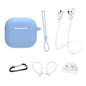 6 in 1 Headset Accessories for AirPods 4 Silicone Case + Carrying Strap + Earphone Holder + Ear Hooks + Neck Strap + Keychain