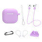 6 in 1 Headset Accessories for AirPods 4 Silicone Case + Carrying Strap + Earphone Holder + Ear Hooks + Neck Strap + Keychain