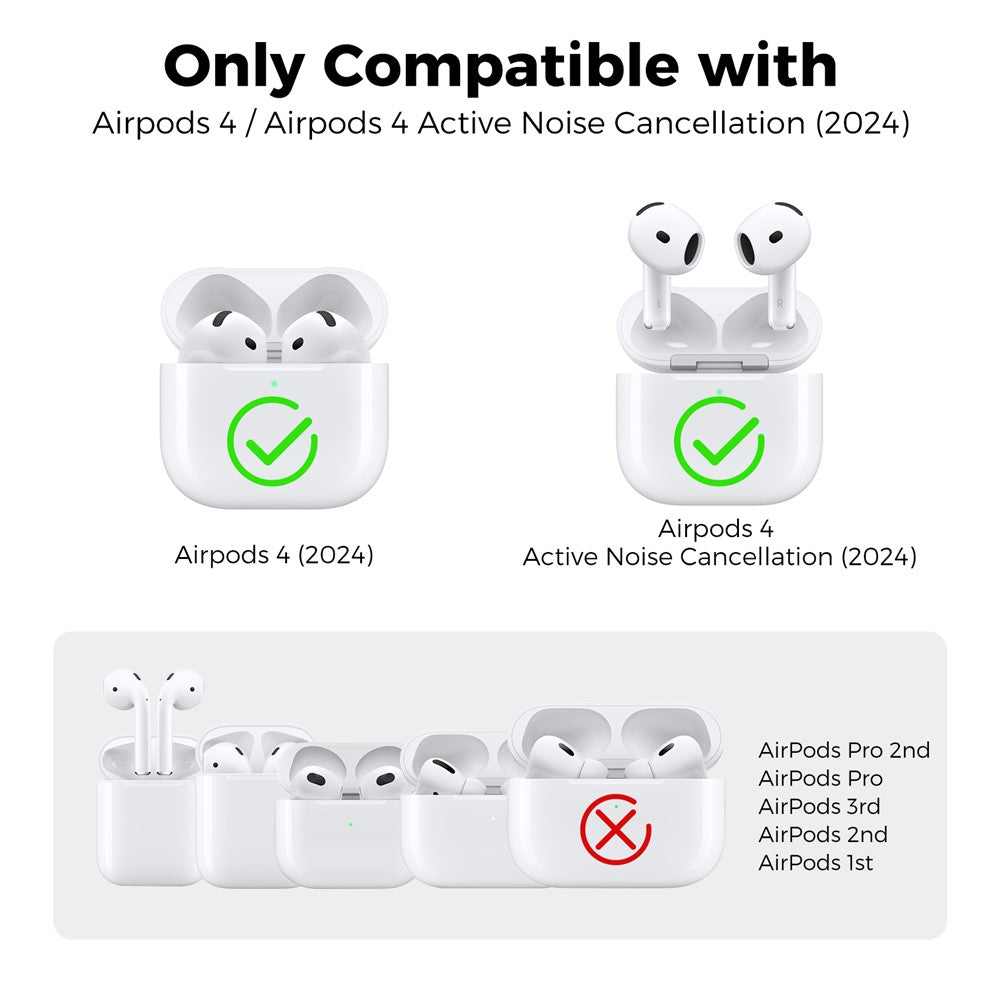 AHASTYLE WG163 For AirPods 4 Silicone Case Earphone Cover with Carabiner