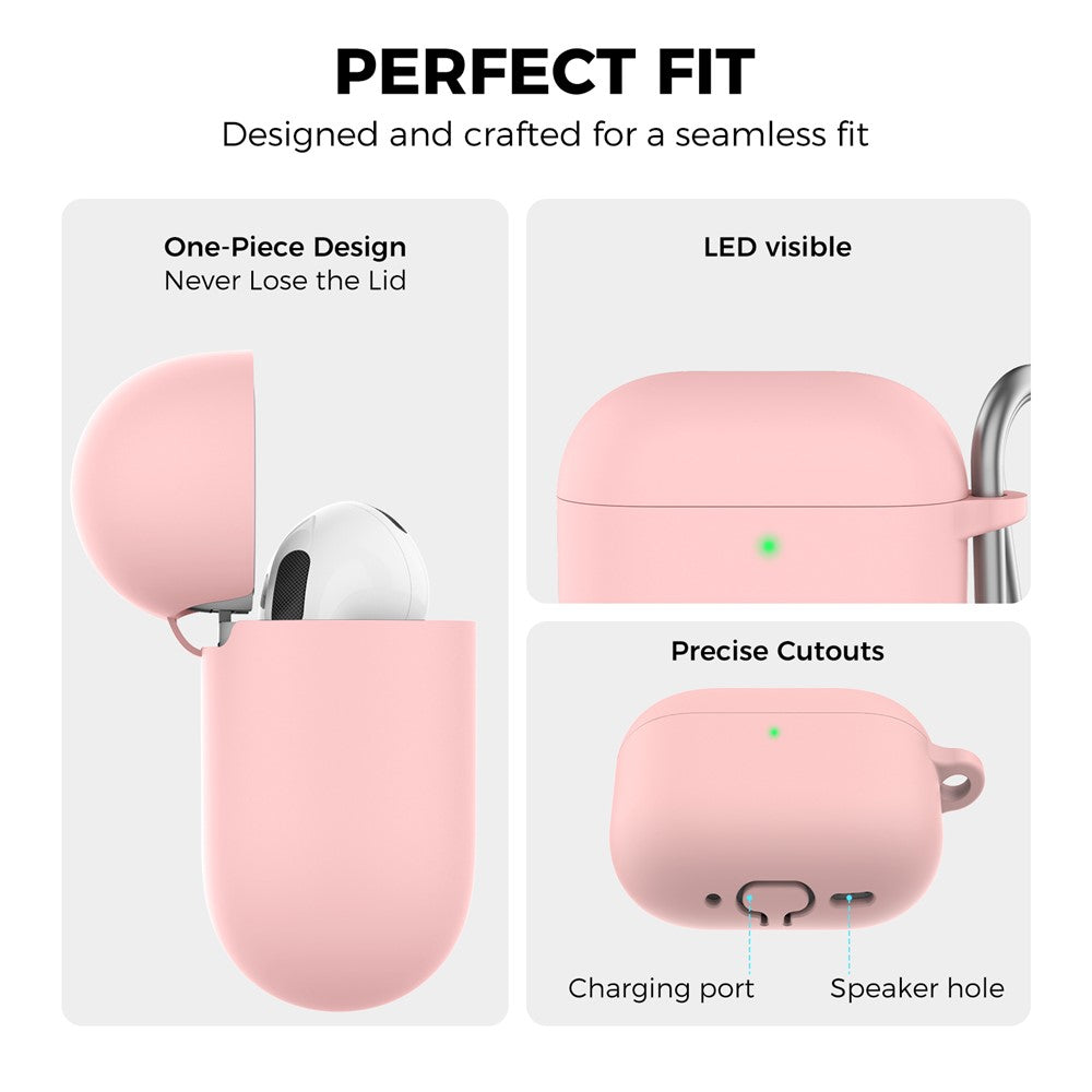 AHASTYLE WG163 For AirPods 4 Silicone Case Earphone Cover with Carabiner