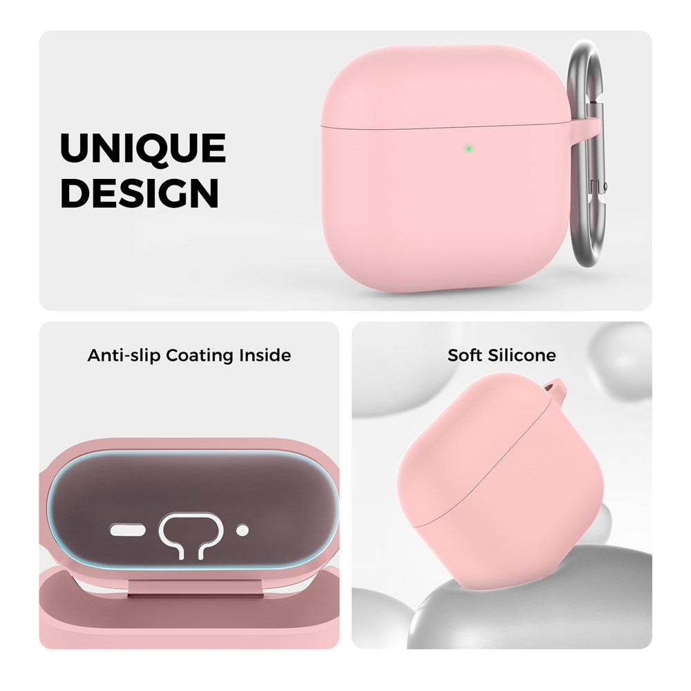 AHASTYLE WG163 For AirPods 4 Silicone Case Earphone Cover with Carabiner