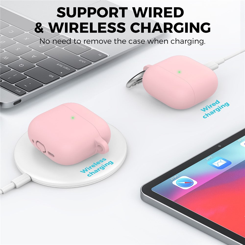 AHASTYLE WG163 For AirPods 4 Silicone Case Earphone Cover with Carabiner