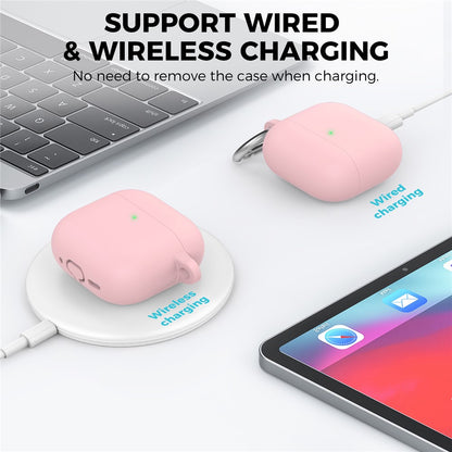 AHASTYLE WG163 For AirPods 4 Silicone Case Earphone Cover with Carabiner