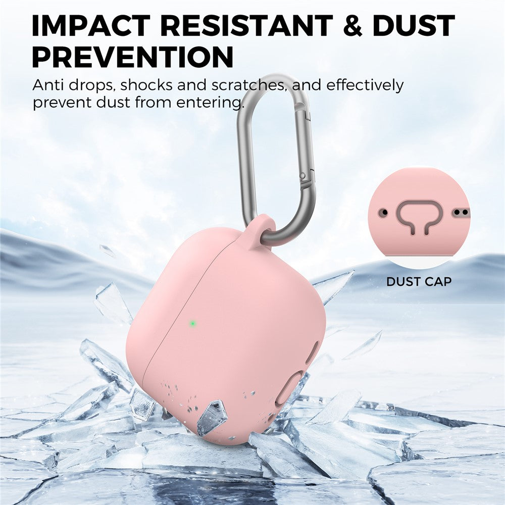 AHASTYLE WG163 For AirPods 4 Silicone Case Earphone Cover with Carabiner