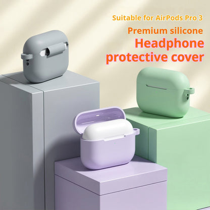 For AirPods Pro 3 Silicone Case Soft Wireless Earbud Organizer Cover with Carabiner