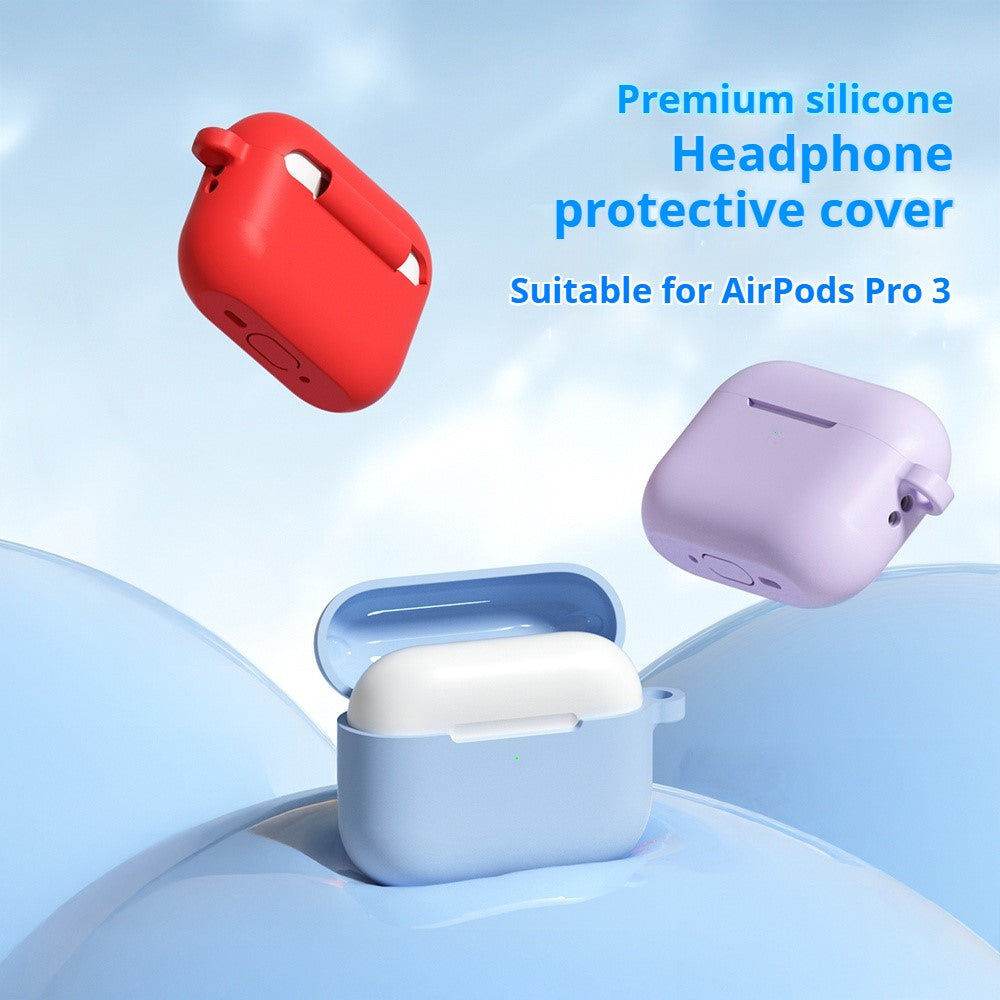 For AirPods Pro 3 Silicone Case Soft Wireless Earbud Organizer Cover with Carabiner