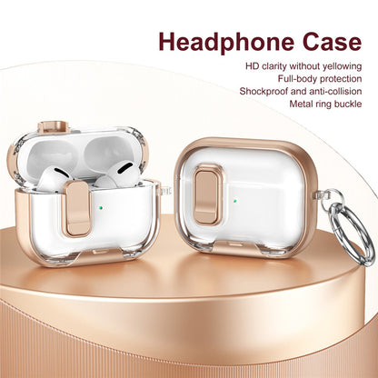 For AirPods Pro 2 Case TPU PC Earbuds Protective Cover with Switch  /  Stand  /  Carrying Hook