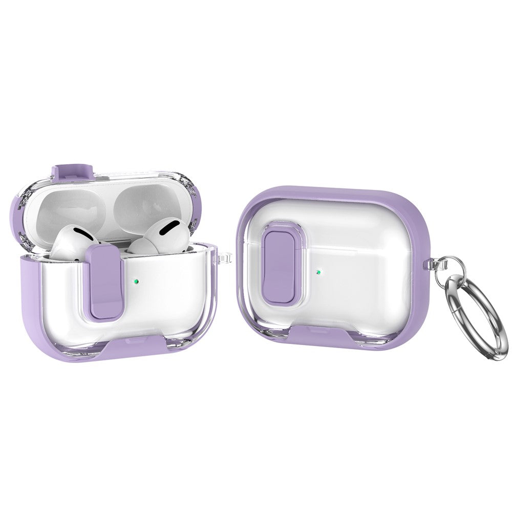 For AirPods Pro 2 Case TPU PC Earbuds Protective Cover with Switch  /  Stand  /  Carrying Hook