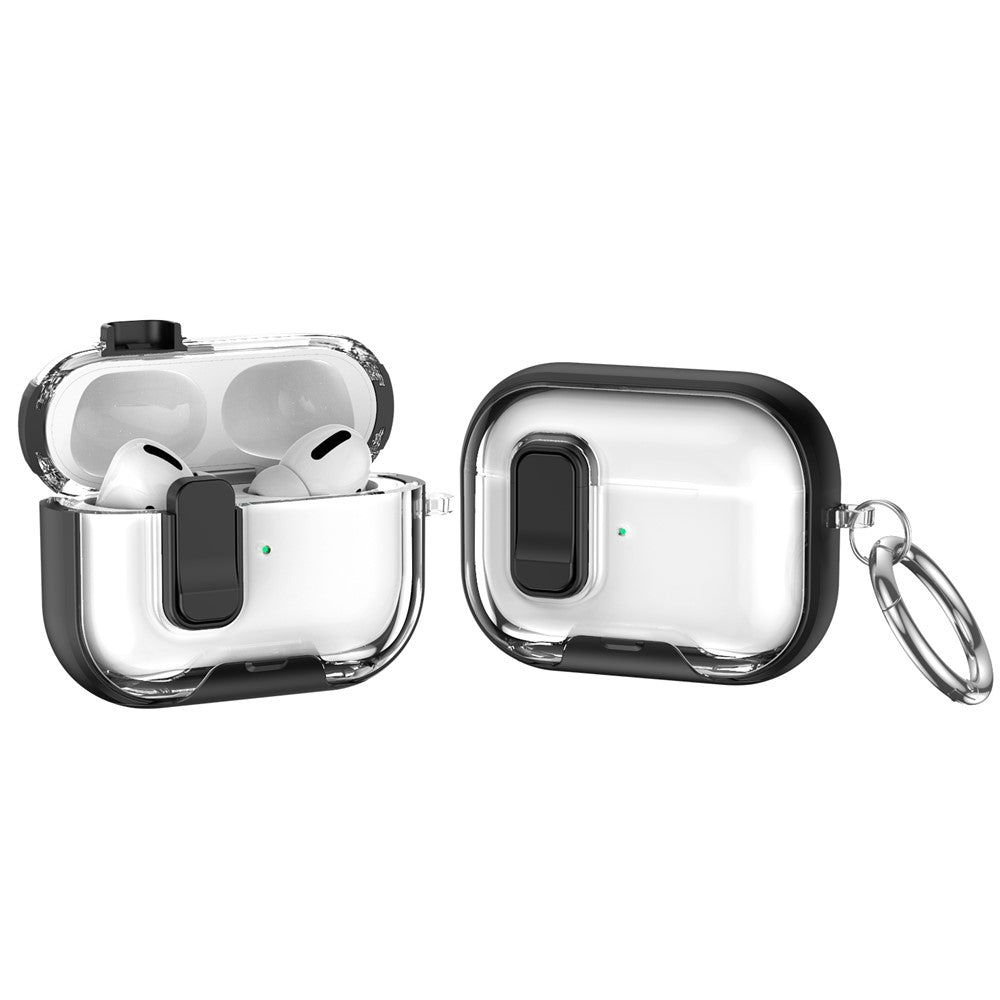 For AirPods Pro 2 Case TPU PC Earbuds Protective Cover with Switch  /  Stand  /  Carrying Hook