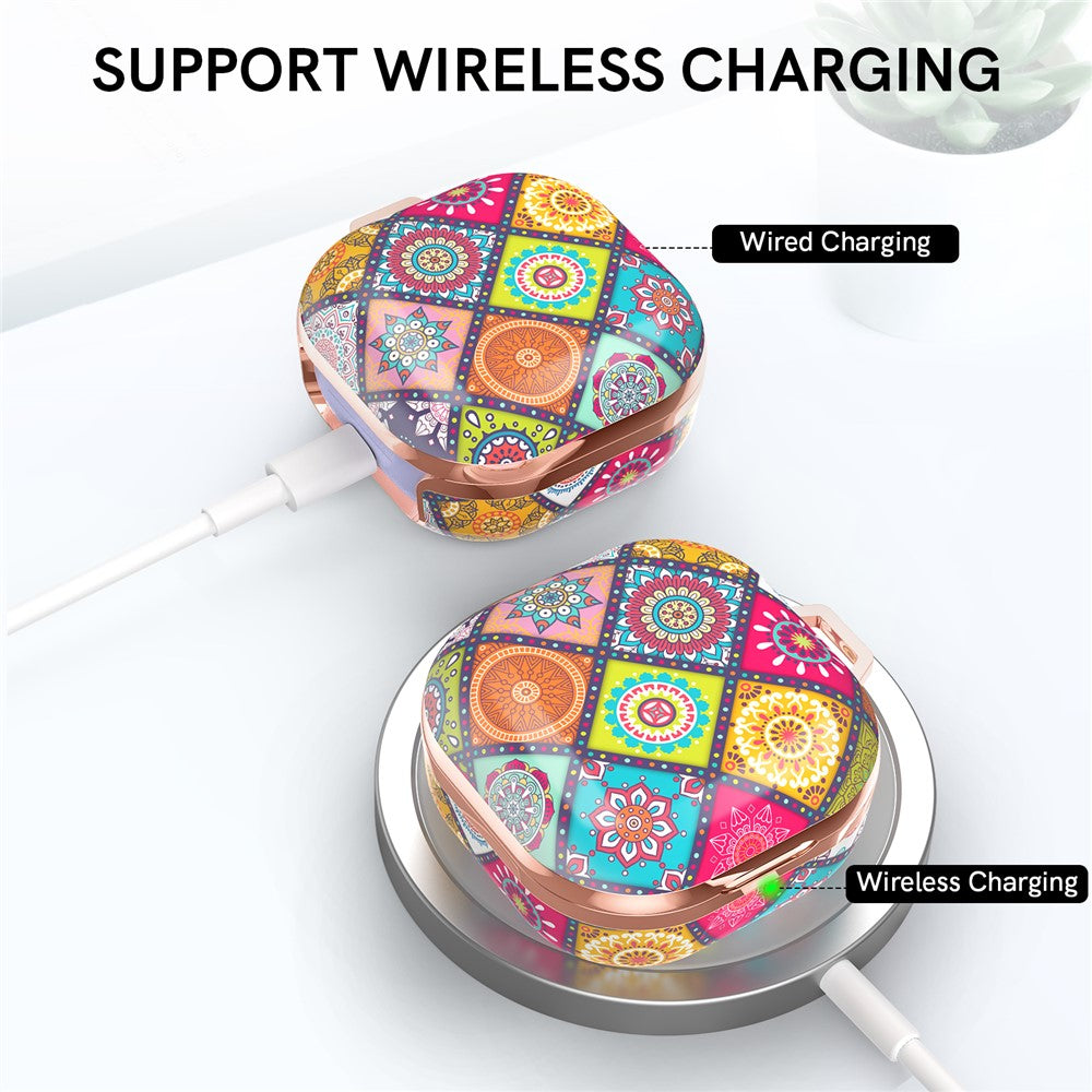 AHASTYLE DD-WG01-G Earphone Case for Samsung Galaxy Buds Pro / Buds Live / Buds2 / Buds Pro 2 , Hard PC IMD Pattern Protective Cover
