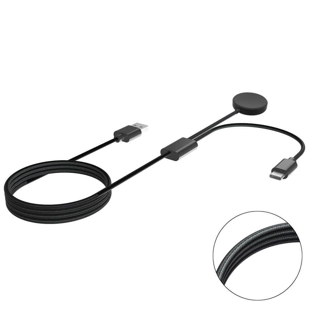 For Samsung Galaxy Watch 5 40mm 44mm / Watch 5 Pro 45mm Charger 1.15m 2-in-1 Watch Charger Type-C PD Wireless Charging Station Dock