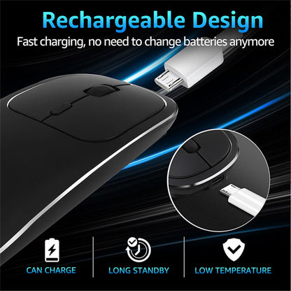 2.4G Wireless Computer Laptop Mouse Rechargeable Aluminium Alloy Mice with Type-C Adapter