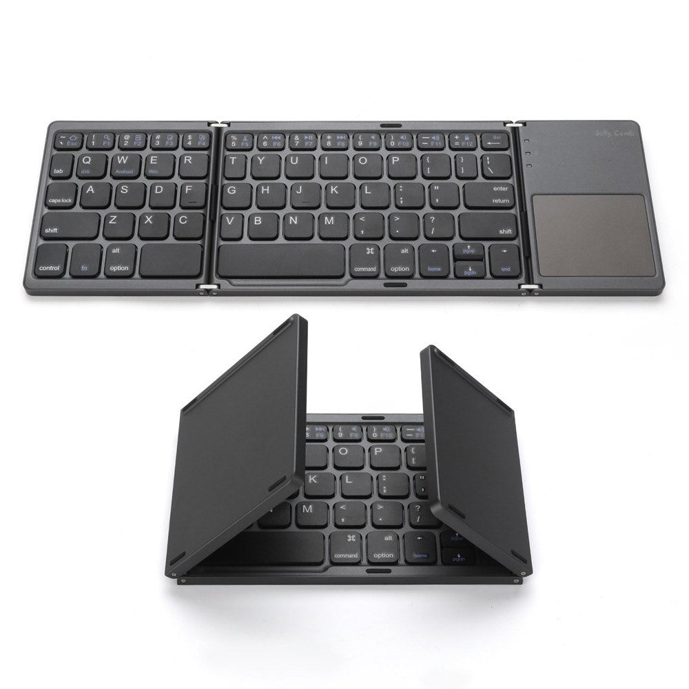 Wireless Bluetooth-Compatible Keyboard Mini Tri-Fold Keyboard with Touchpad for Tablet Phone Computer