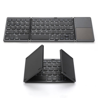 Wireless Bluetooth-Compatible Keyboard Mini Tri-Fold Keyboard with Touchpad for Tablet Phone Computer
