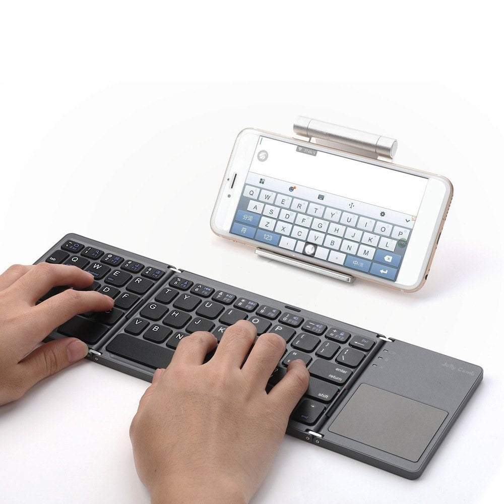 Wireless Bluetooth-Compatible Keyboard Mini Tri-Fold Keyboard with Touchpad for Tablet Phone Computer