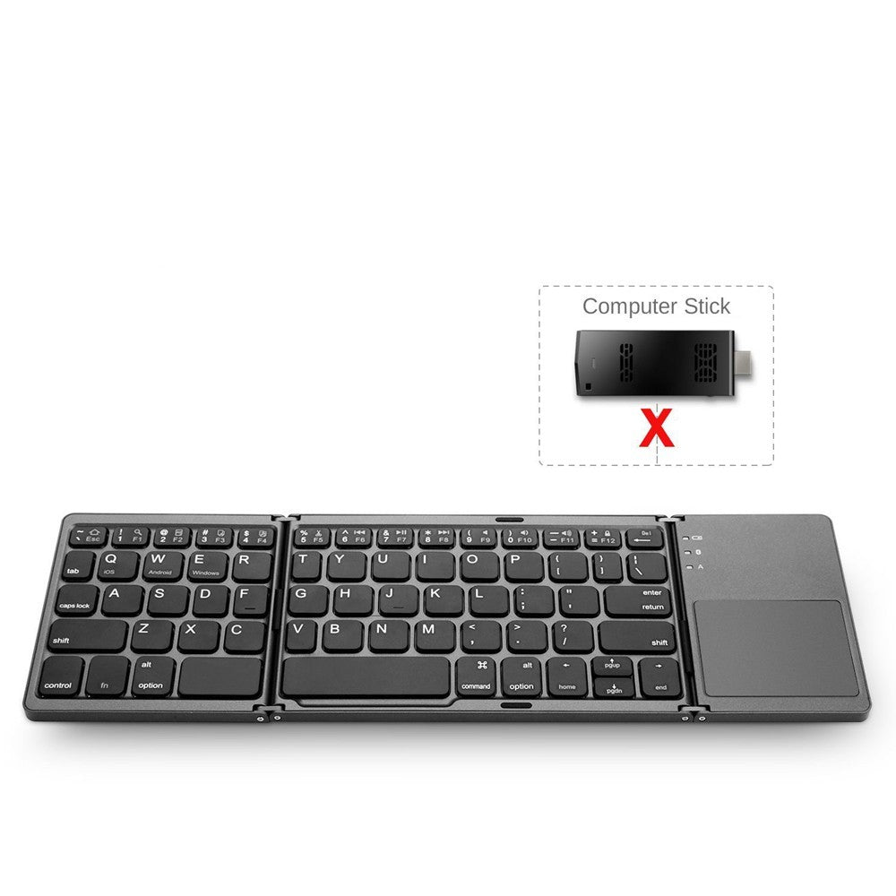 Wireless Bluetooth-Compatible Keyboard Mini Tri-Fold Keyboard with Touchpad for Tablet Phone Computer