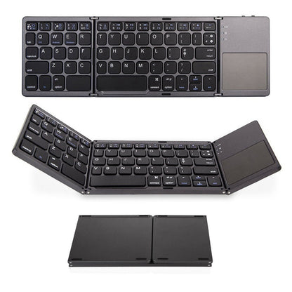 Wireless Bluetooth-Compatible Keyboard Mini Tri-Fold Keyboard with Touchpad for Tablet Phone Computer
