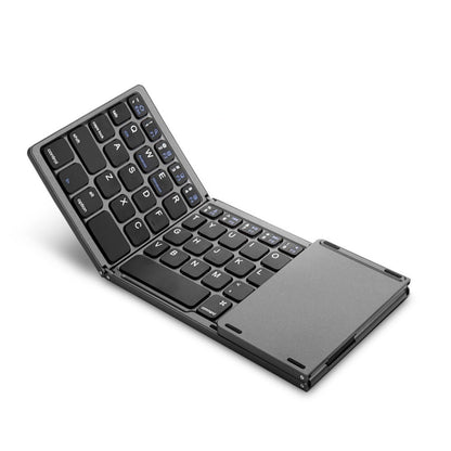 Wireless Bluetooth-Compatible Keyboard Mini Tri-Fold Keyboard with Touchpad for Tablet Phone Computer